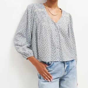Reformation livvy Byron top floral blue & white size small oversized new w/tags